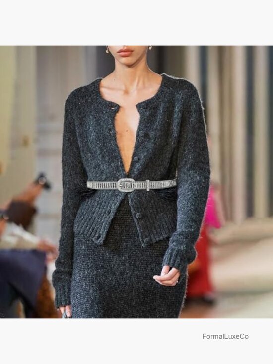 Sparkling Rhinestone Belt Adjustable Faux Leather Buckle Closure for Jeans main image 6